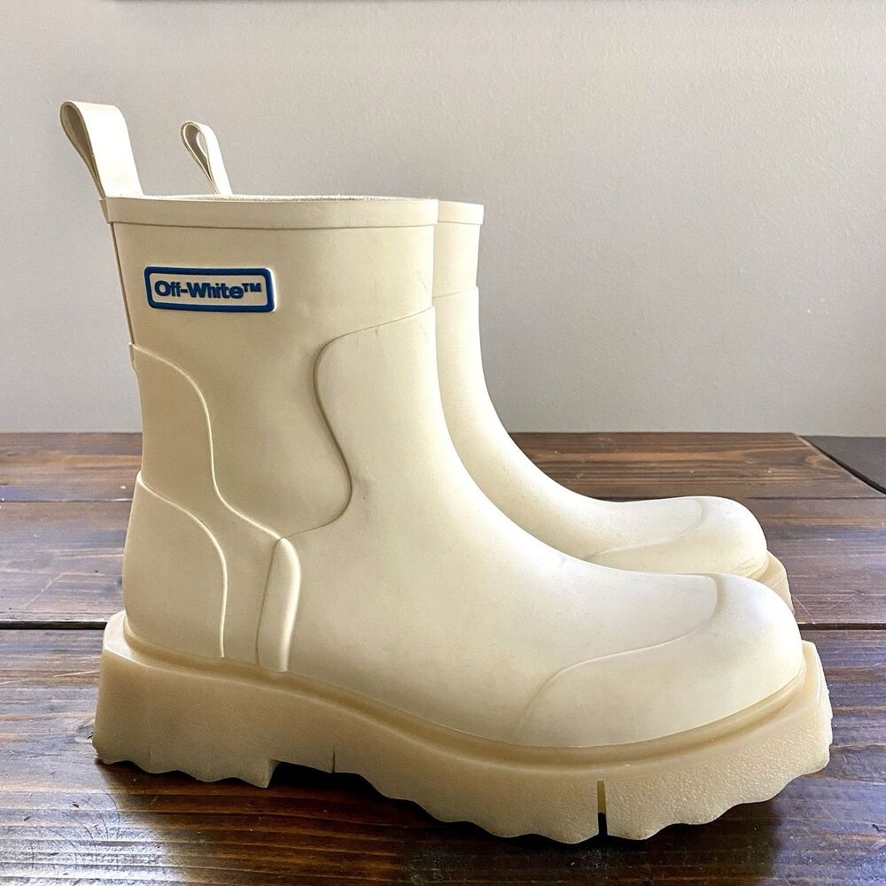 VIRGIL ABLOH Off-White MEN’S SPONGE RUBBER ANKLE RAIN BOOTS US 11/EUR 44